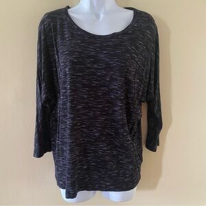 Vintage Women Apt.9 Gray & Black Heather 3/4 Length Dolman Sleeve Size M Medium